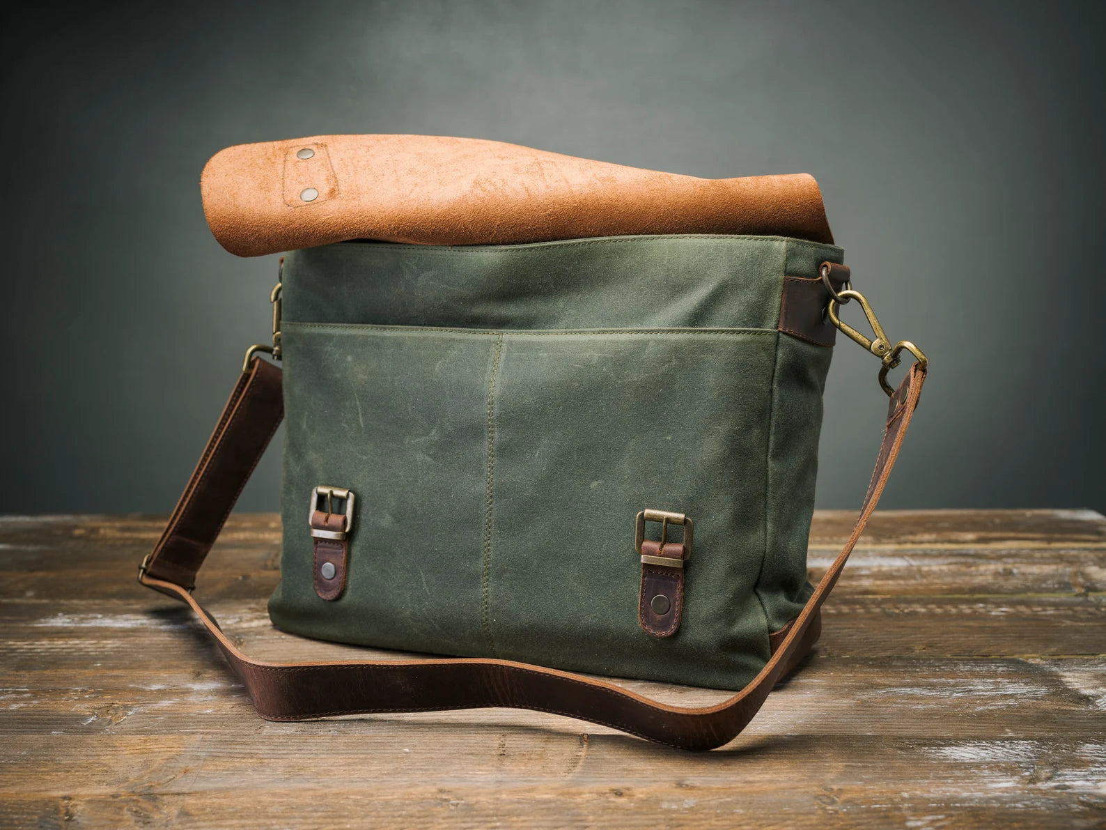 Brown Hide – Handcrafted Leather+Canvas Briefcase Bag for Men