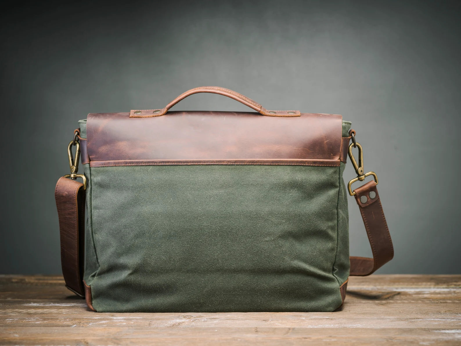 Brown Hide – Handcrafted Leather+Canvas Briefcase Bag for Men