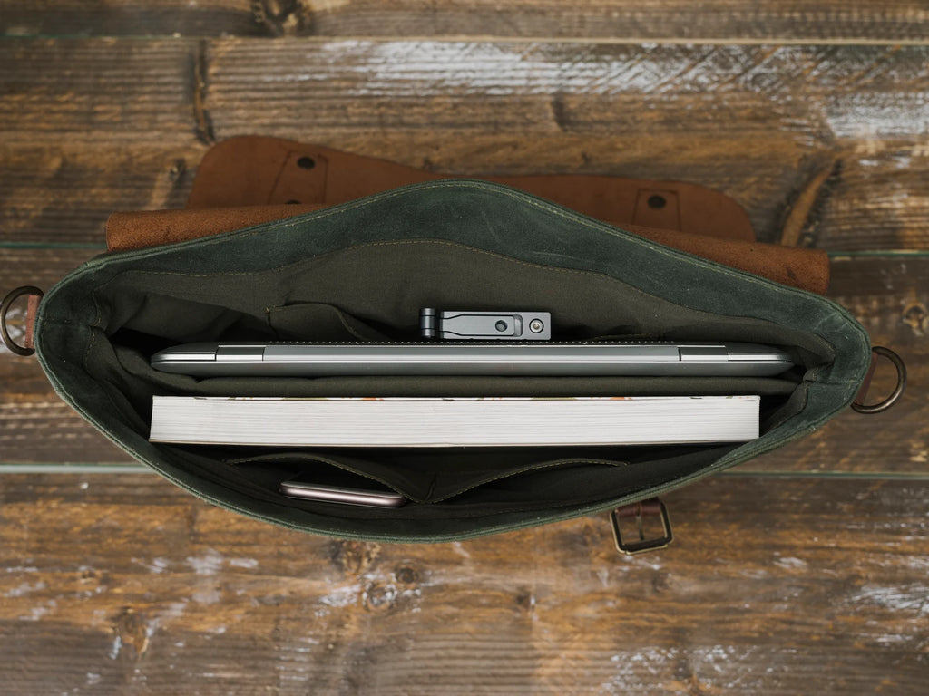 Brown Hide – Handcrafted Leather+Canvas Briefcase Bag for Men