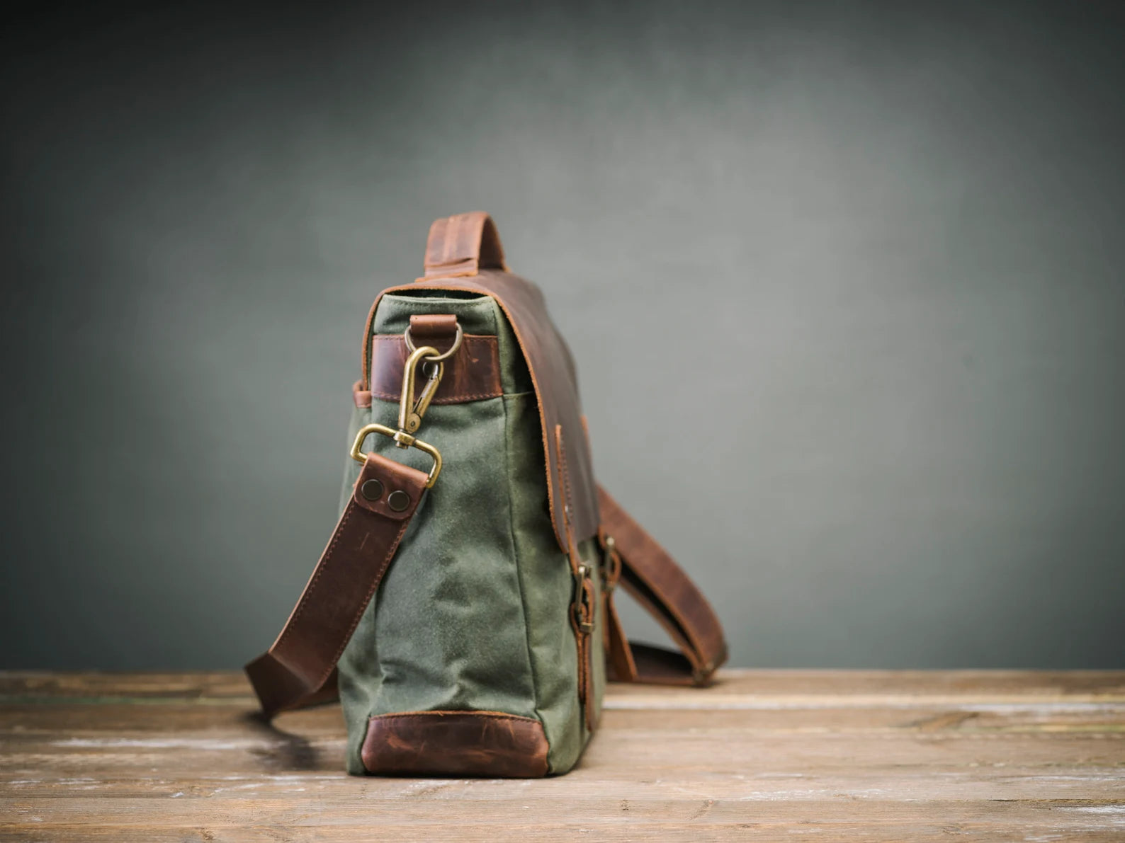 Brown Hide – Handcrafted Leather+Canvas Briefcase Bag for Men